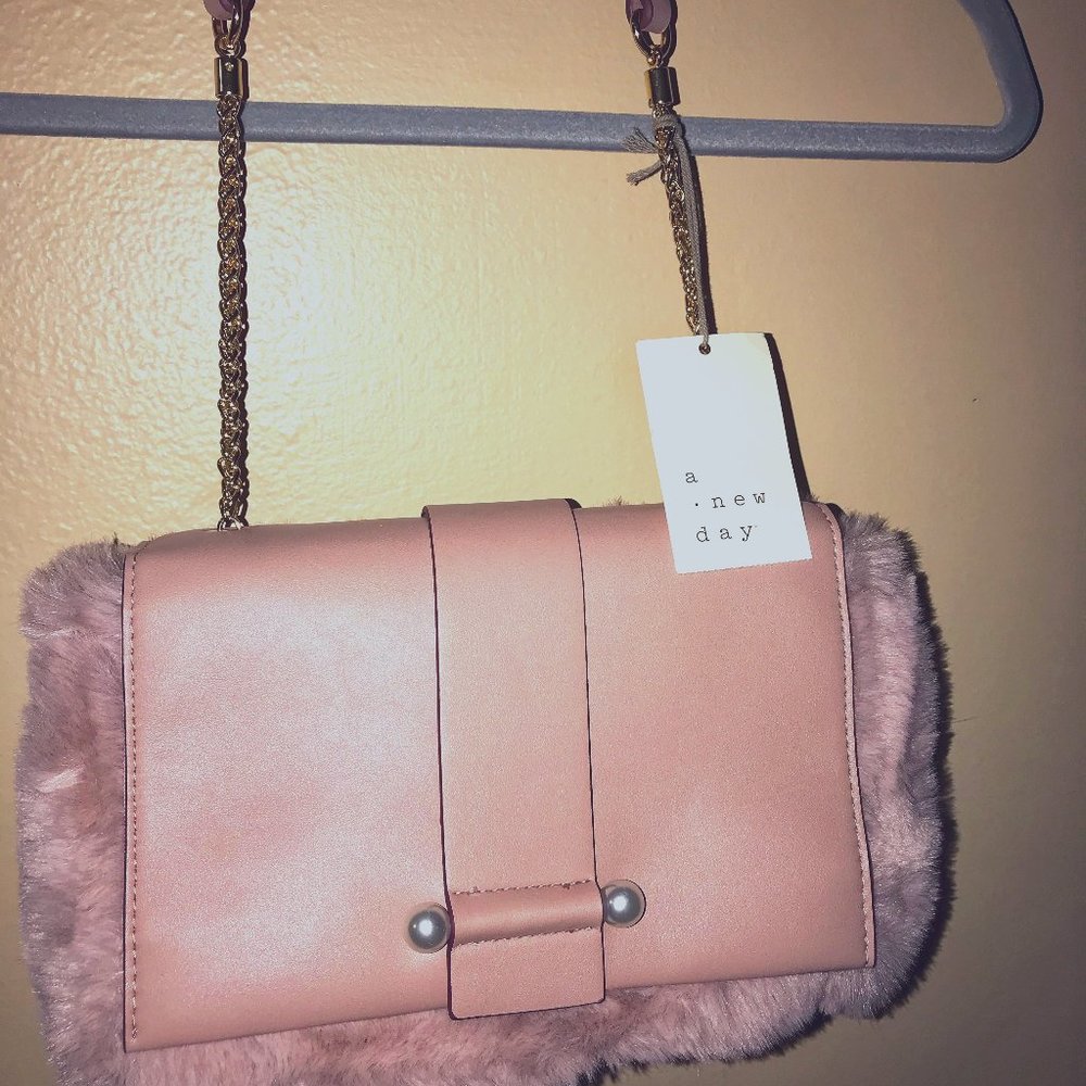 NWT A New Day Blush Pink Fuzzy Purse